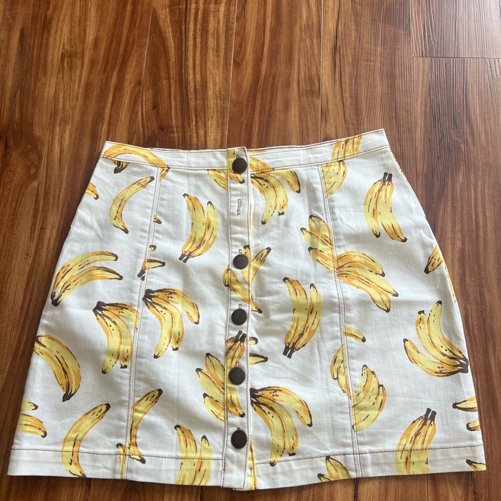 Urban Outfitters Cooperative Brand White and Yellow Banana mini skirt